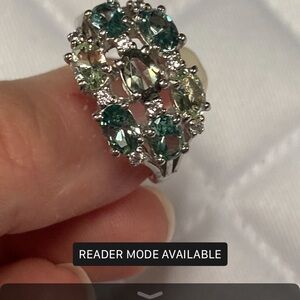 Stunning Silver Ring with various  shades of Green